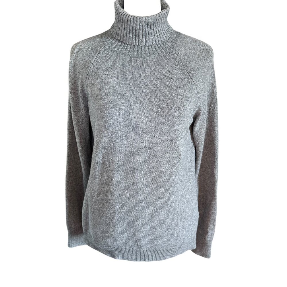 Lands' End gray long sleeve pullover turtleneck wool sweater women's small 6-8